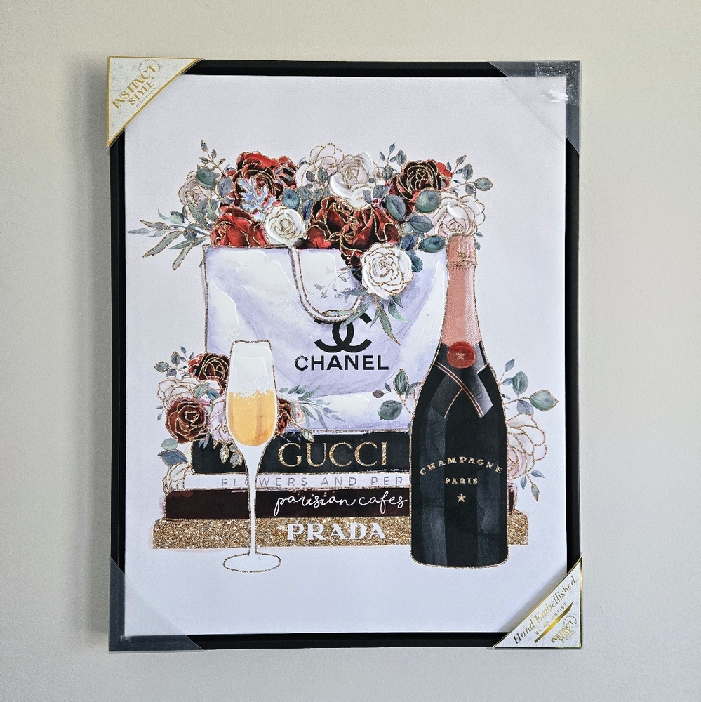 🥀NWT Hand Embellished Chanel Prada Gucci Wall Art